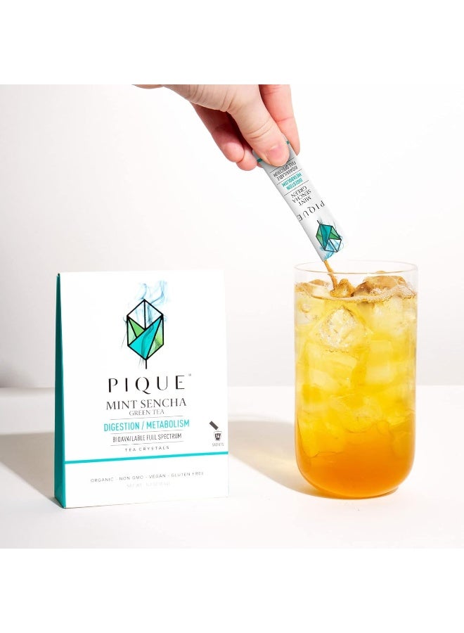 Pique Organic Mint Green Tea Crystals - Support Healthy Digestion, Immunity and Energy. Caffeinated Green Tea with Spearmint - 14 Single Serve Sticks (Pack of 1) - Image 4